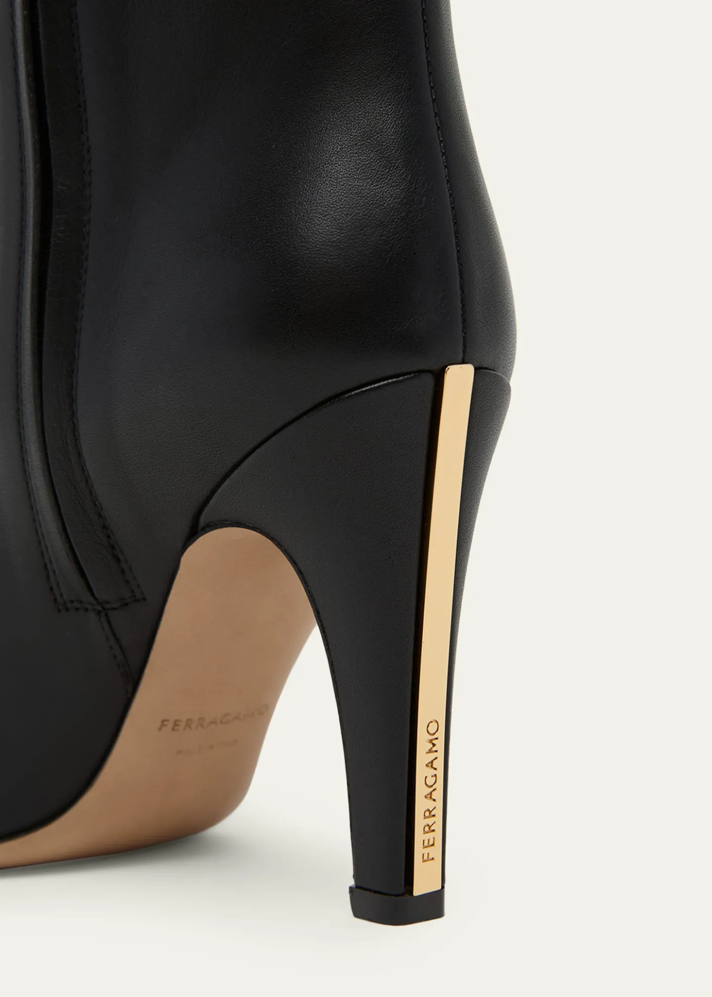 Ferragamo95mm Nylu Leather Knee-High Boots
