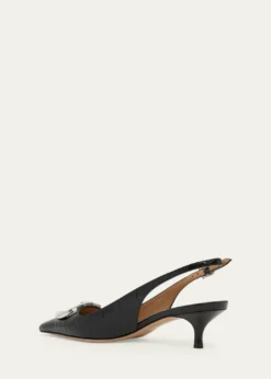 Ferragamo40mm Sara Croc-Embossed Leather Slingback Pumps