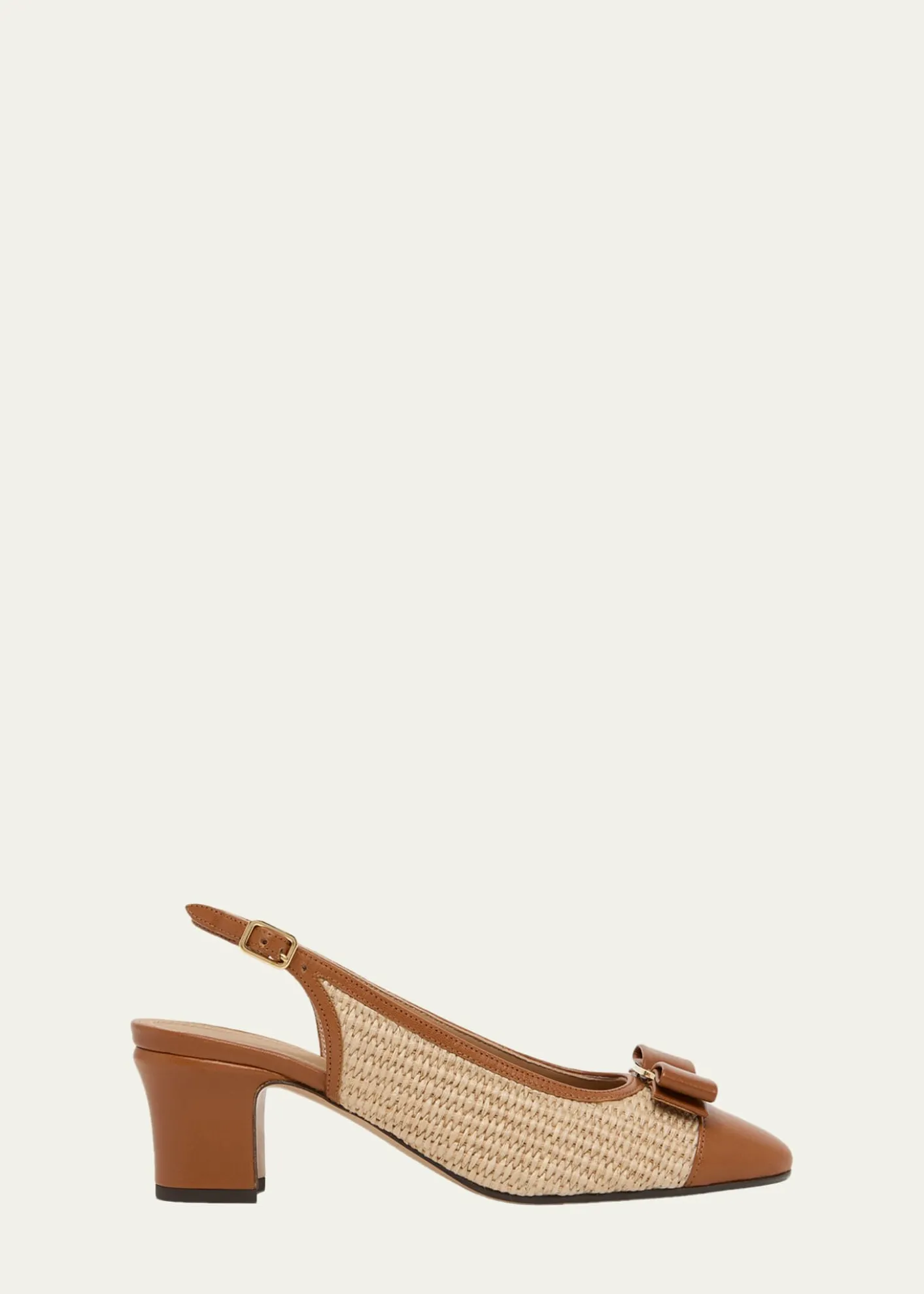 Ferragamo55mm Vetty Raffia and Leather Slingback Pumps