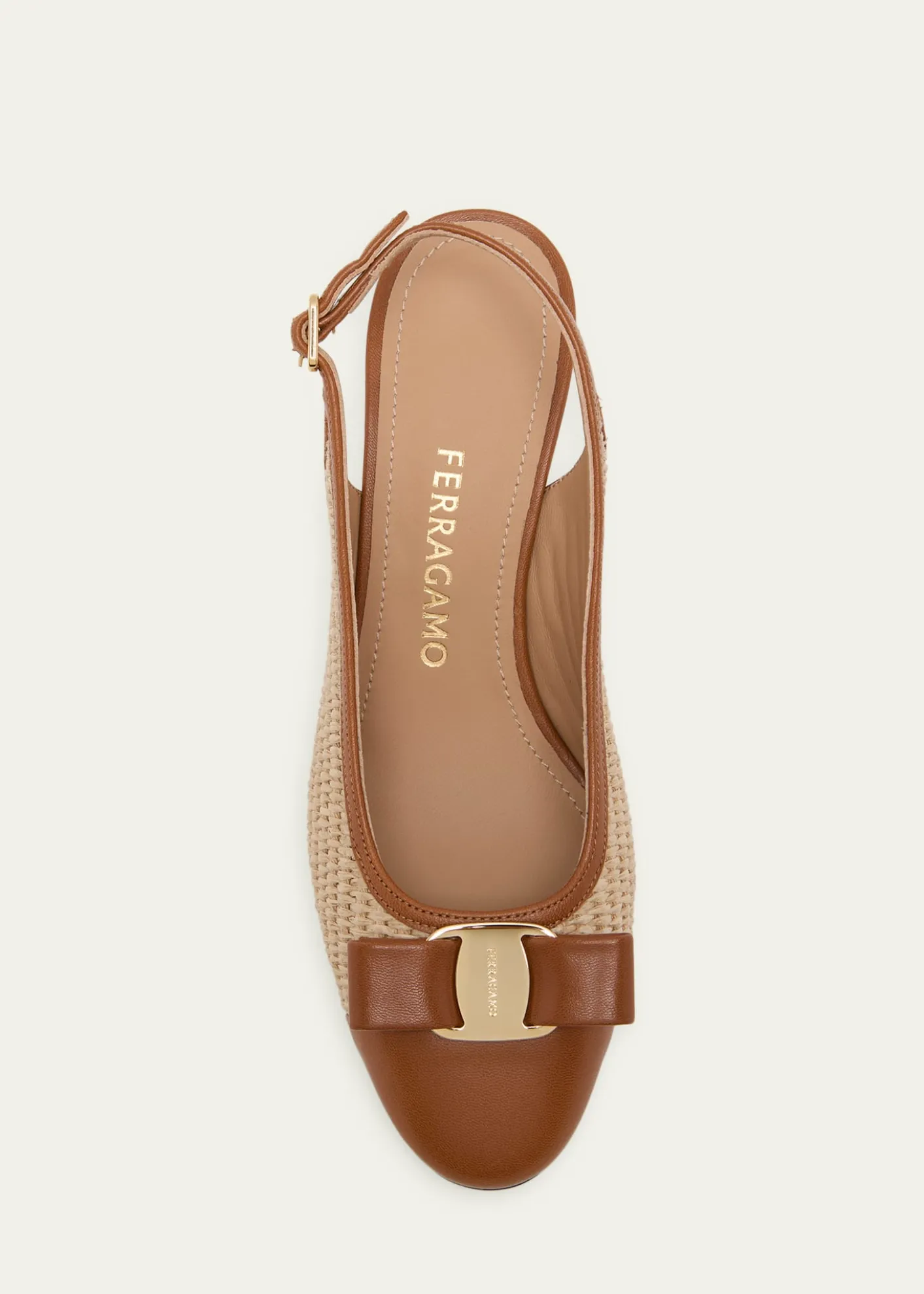 Ferragamo55mm Vetty Raffia and Leather Slingback Pumps