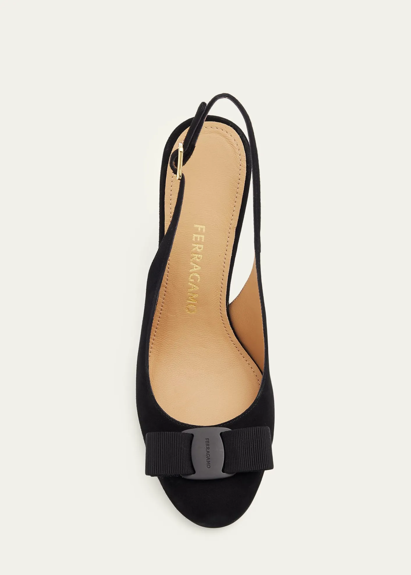 Ferragamo95mm Vibily Bow Suede Slingback Pumps
