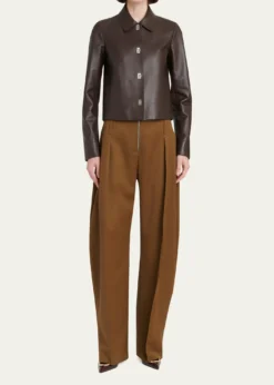 FerragamoNubuck Leather Gancini Single-Breasted Jacket