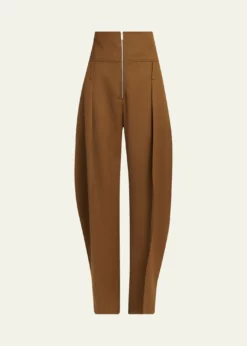 FerragamoPleated Wool-Cashmere Barrel-Leg Trousers