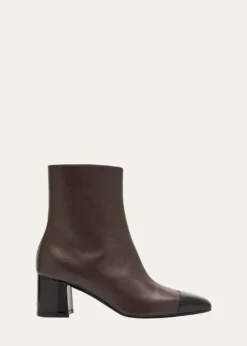 FerragamoSambi Cap-Toe Leather Ankle Boots