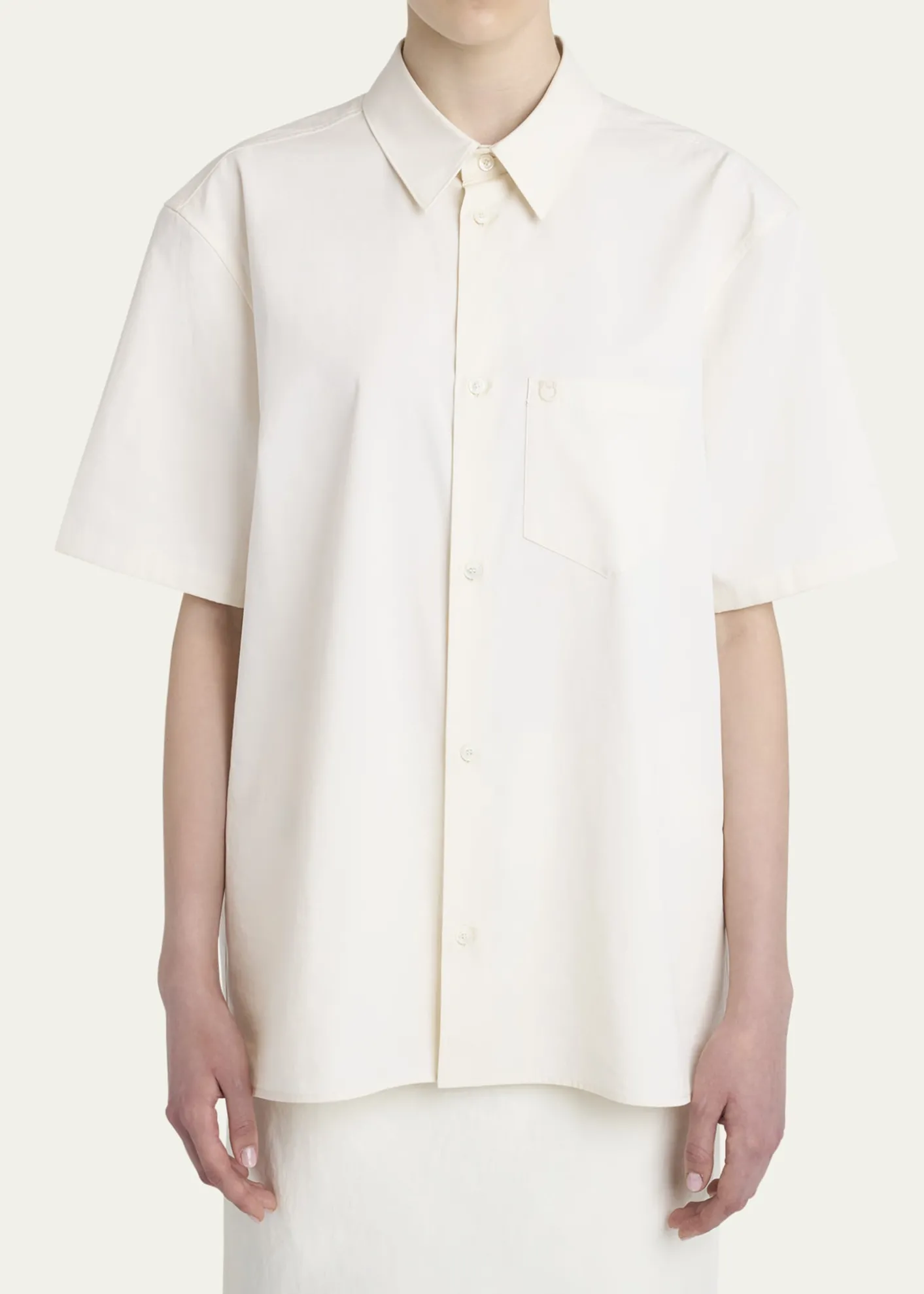 FerragamoSilk Canvas Short-Sleeve Button-Down Shirt