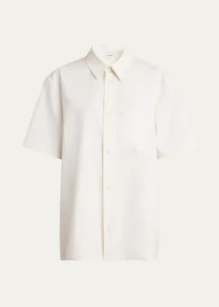 FerragamoSilk Canvas Short-Sleeve Button-Down Shirt