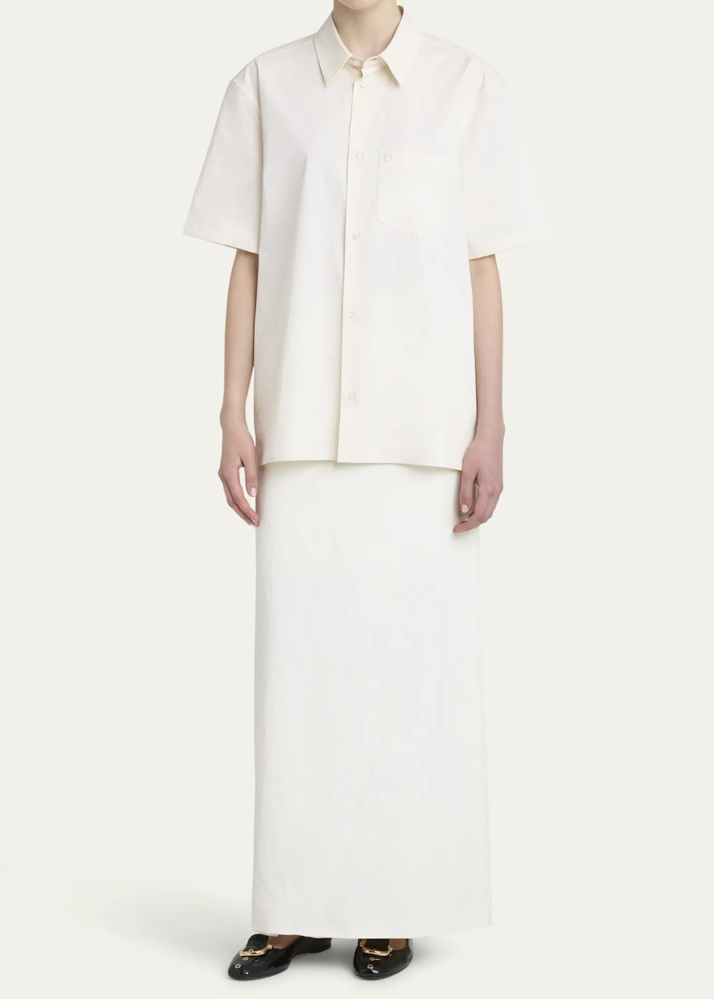 FerragamoSilk Canvas Short-Sleeve Button-Down Shirt