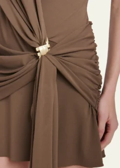 FerragamoSleeveless Draped Wrap Jersey Mini Dress