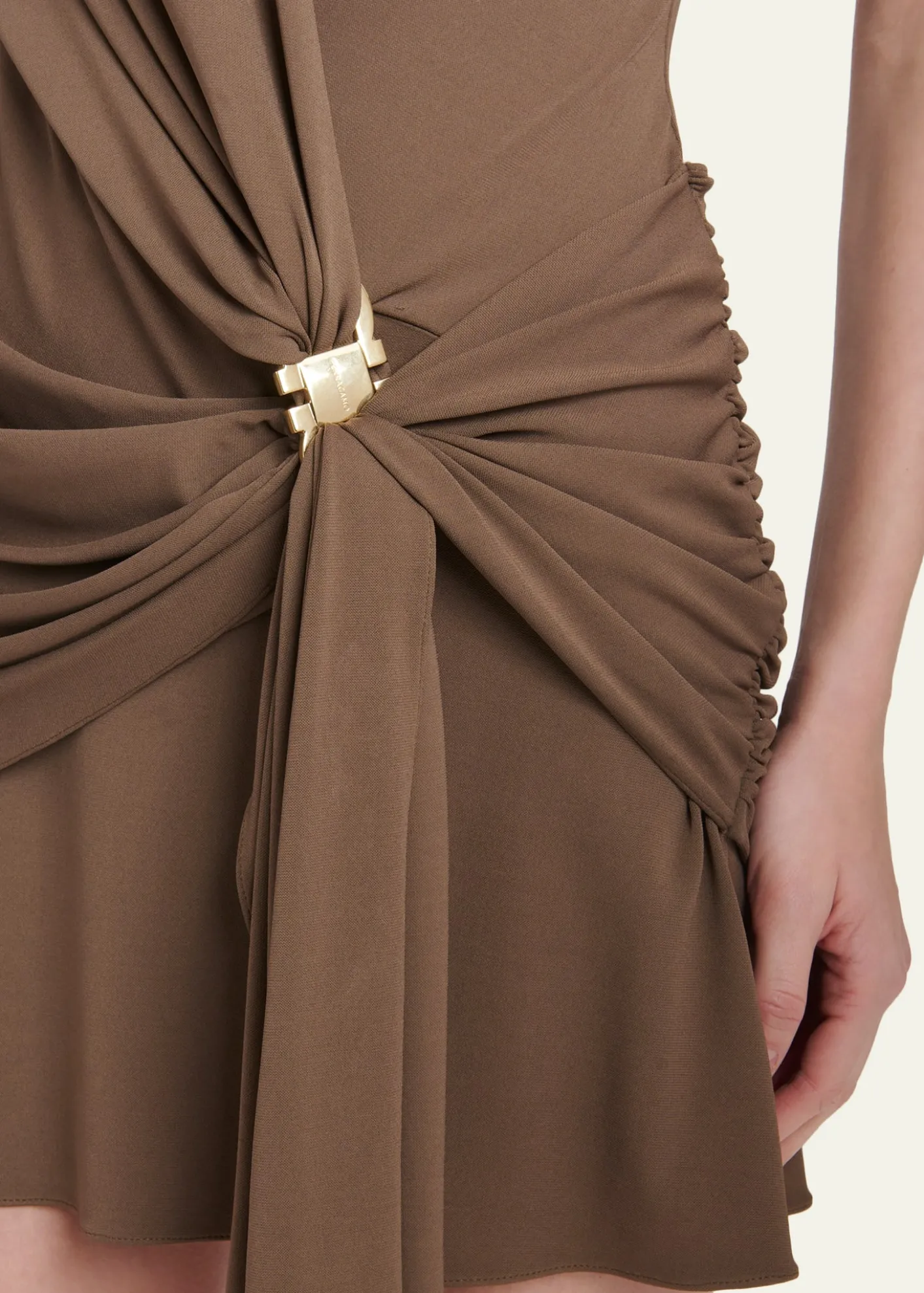 FerragamoSleeveless Draped Wrap Jersey Mini Dress