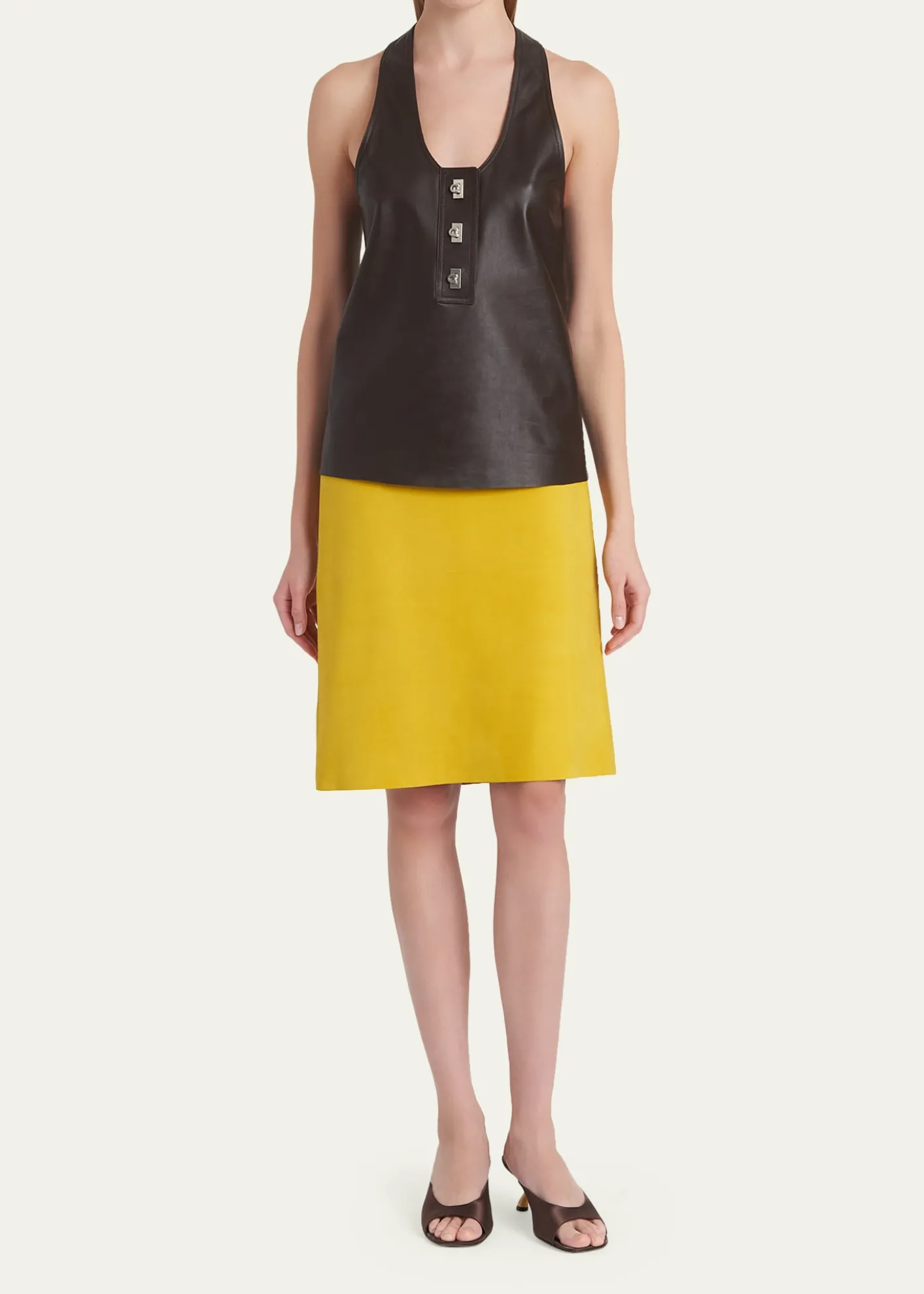 FerragamoToggle Nappa Leather Racerback Tank Top