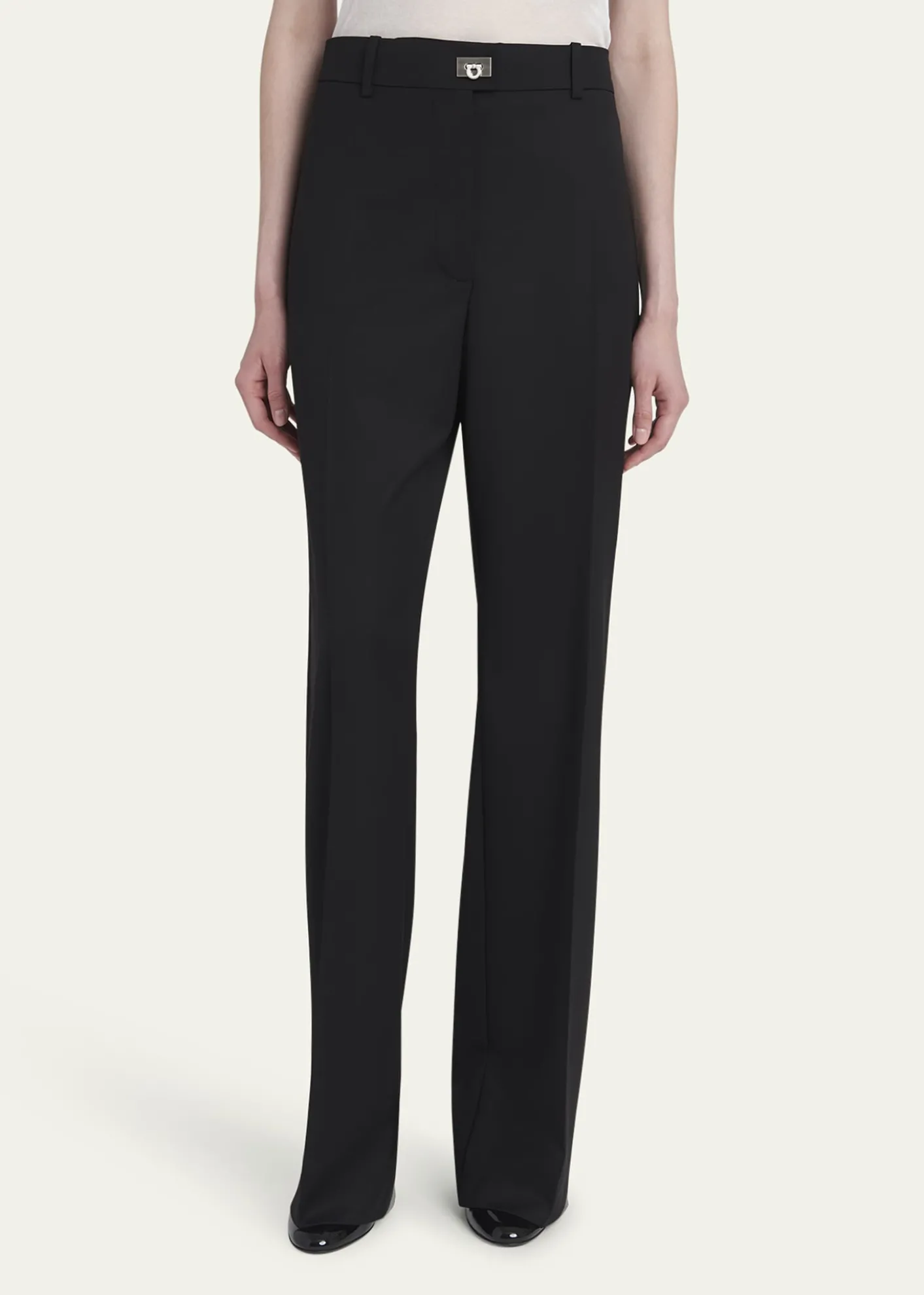 FerragamoTurn-Lock Crepe Straight-Leg Pants
