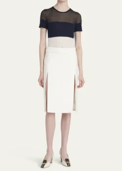 FerragamoTwist-Lock Belted Slit Pencil Skirt