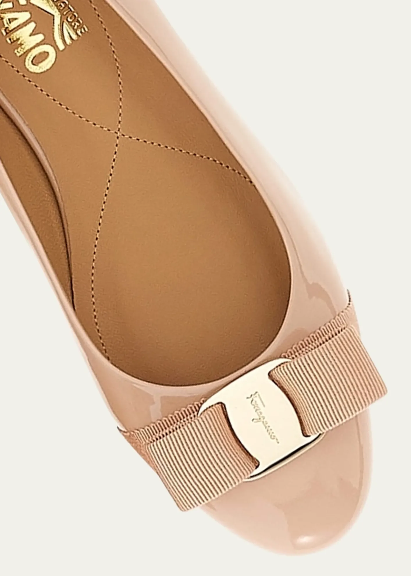 FerragamoVarina Patent Leather Bow Ballerina Flats