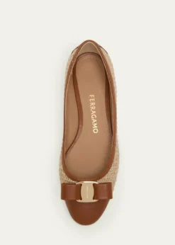 FerragamoVarina Raffia and Leather Ballerina Flats