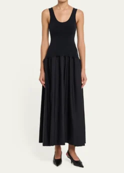 FFormeMarina Sleeveless Cotton-Silk Flared Midi Dress