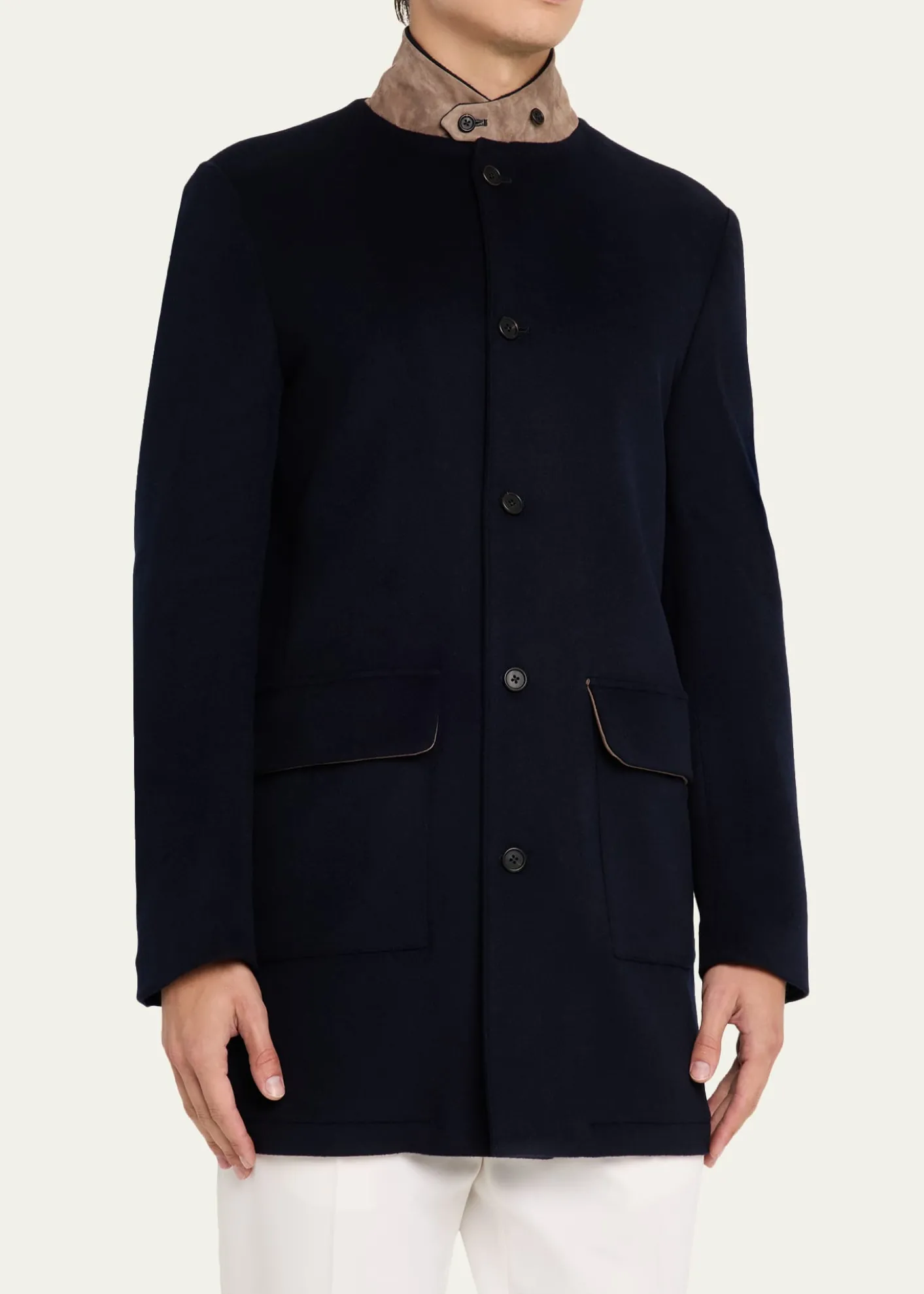 FioroniMen's Wool Suede-Collar Overcoat