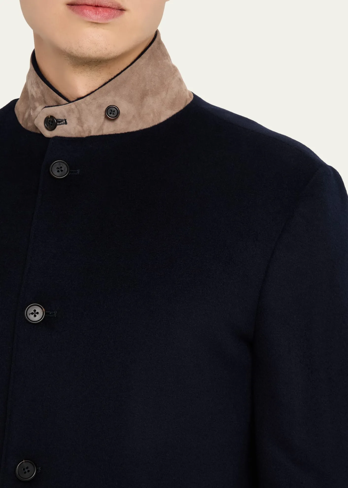 FioroniMen's Wool Suede-Collar Overcoat