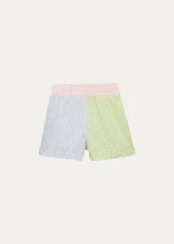 Florence EisemanBoy's Stripe Seersucker Swim Shorts, Size 6M-24M