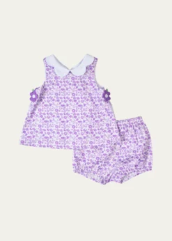 Florence EisemanGirl's Floral Cotton Pique Dress & Bloomers Set, Size 6M-24M