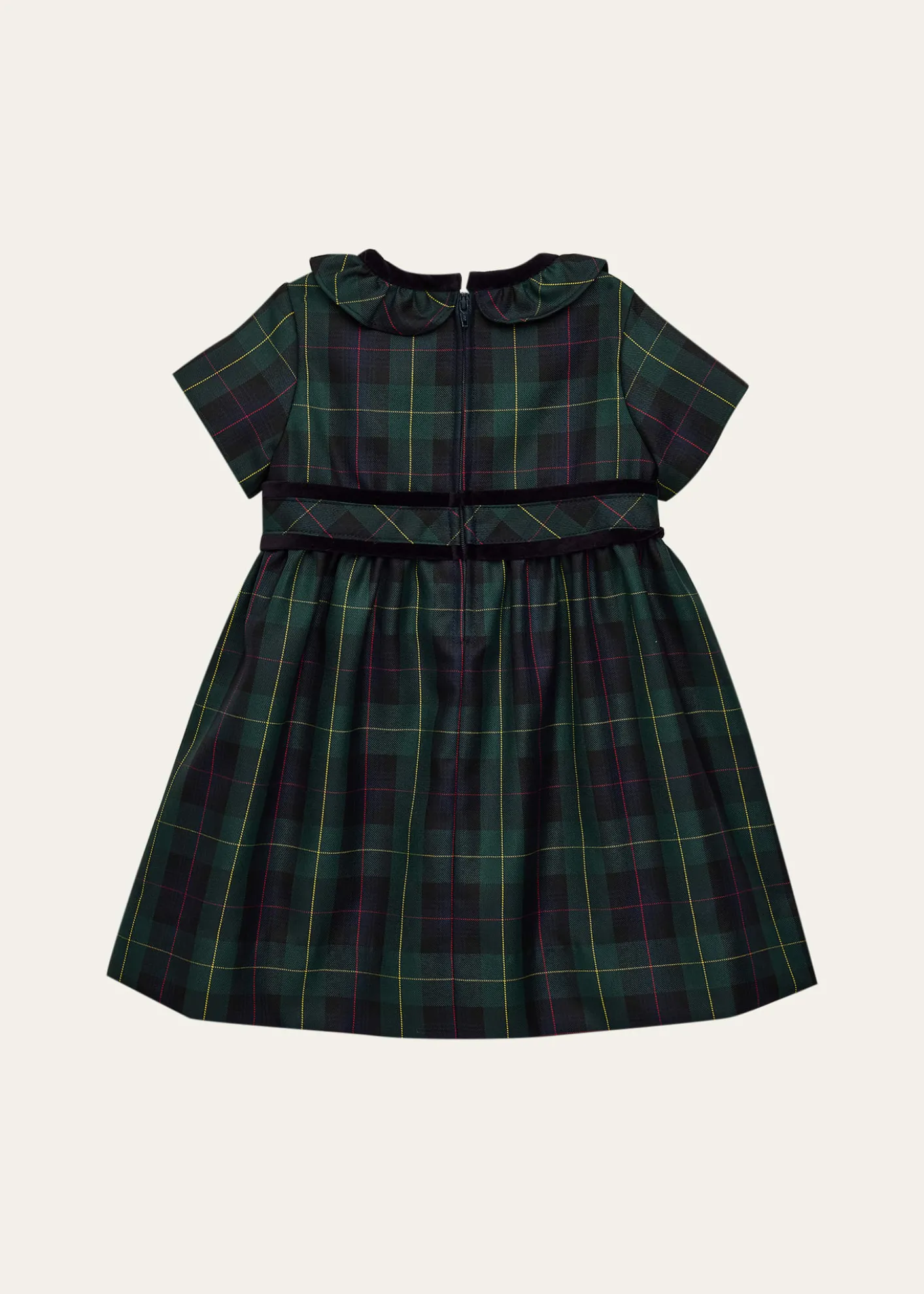 Florence EisemanGirl's Neck-Ruffle Plaid Dress, Size 6M-24M