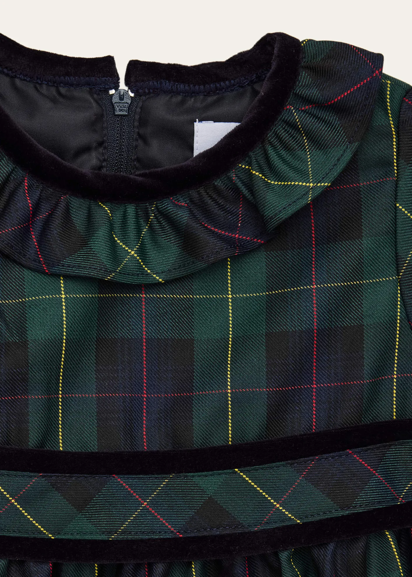 Florence EisemanGirl's Neck-Ruffle Plaid Dress, Size 6M-24M