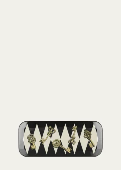 FornasettiChiavi Gold and Rombi Tray - 25x60 cm