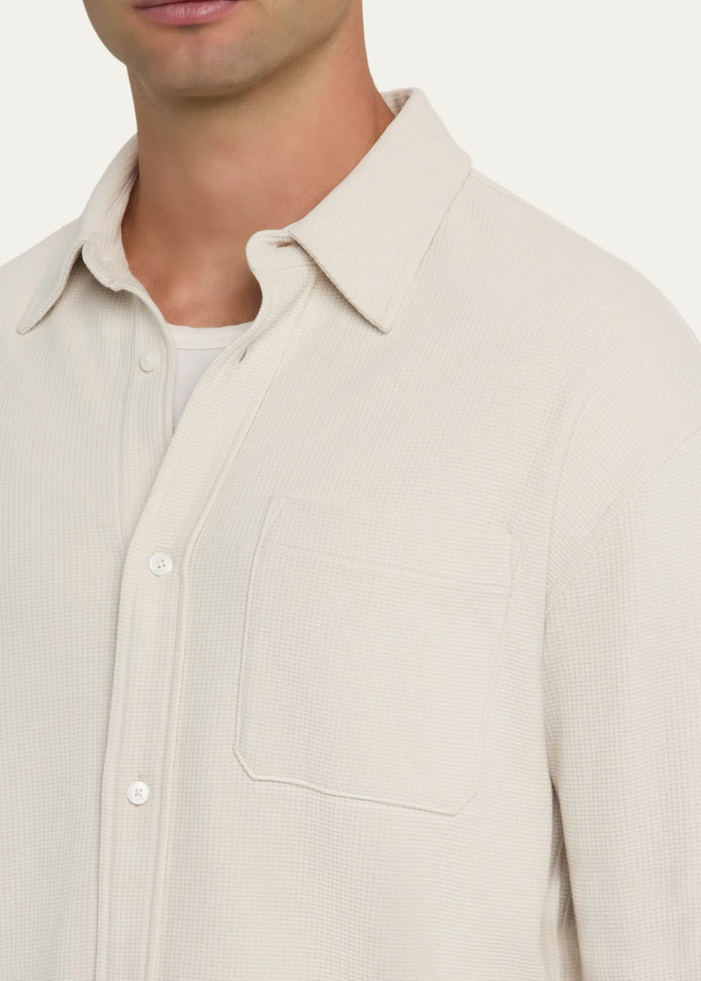 FRAMEMen's Cotton Waffle Texture Button-Down Shirt