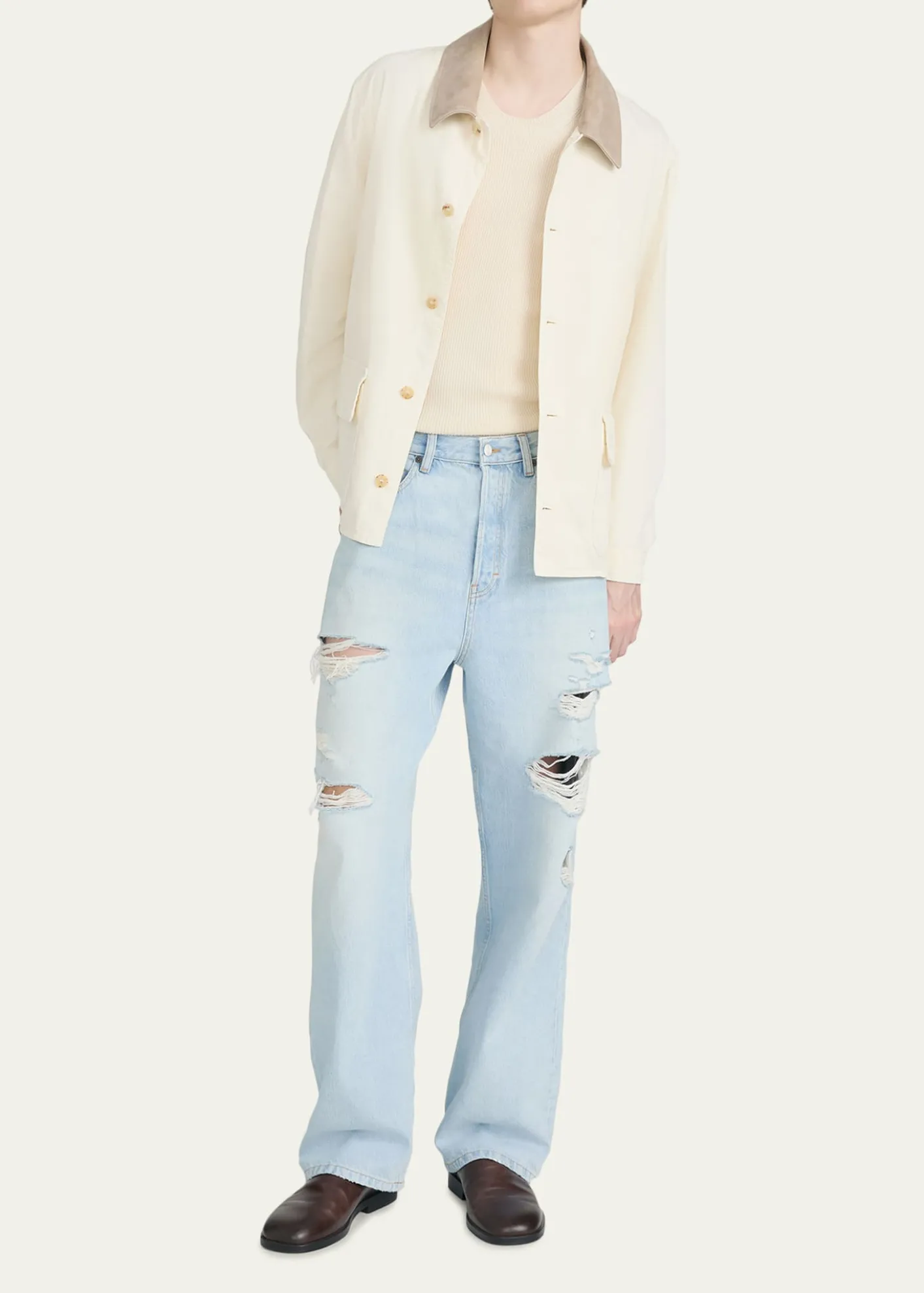 FRAMEMen's Corduroy-Collar Canvas Shirt Jacket