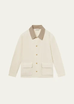 FRAMEMen's Corduroy-Collar Canvas Shirt Jacket
