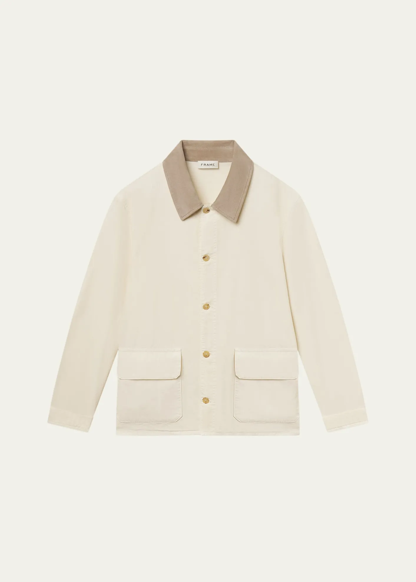 FRAMEMen's Corduroy-Collar Canvas Shirt Jacket