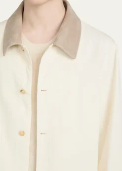 FRAMEMen's Corduroy-Collar Canvas Shirt Jacket