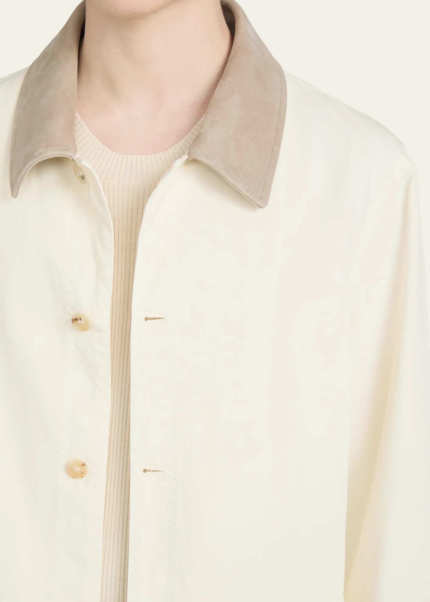 FRAMEMen's Corduroy-Collar Canvas Shirt Jacket