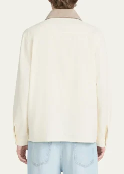 FRAMEMen's Corduroy-Collar Canvas Shirt Jacket