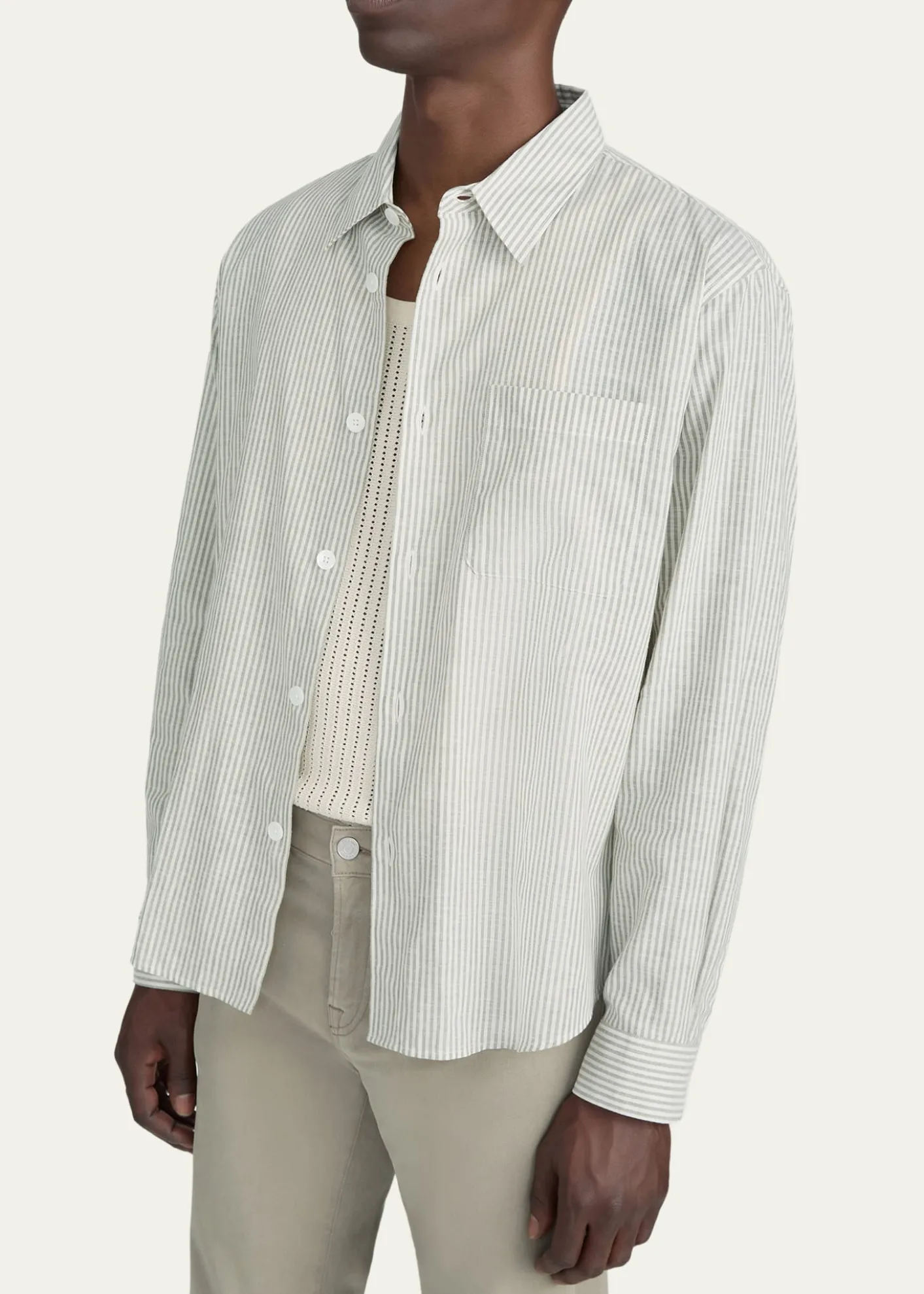 FRAMEMen's Striped Tencel-Blend Button-Down Shirt