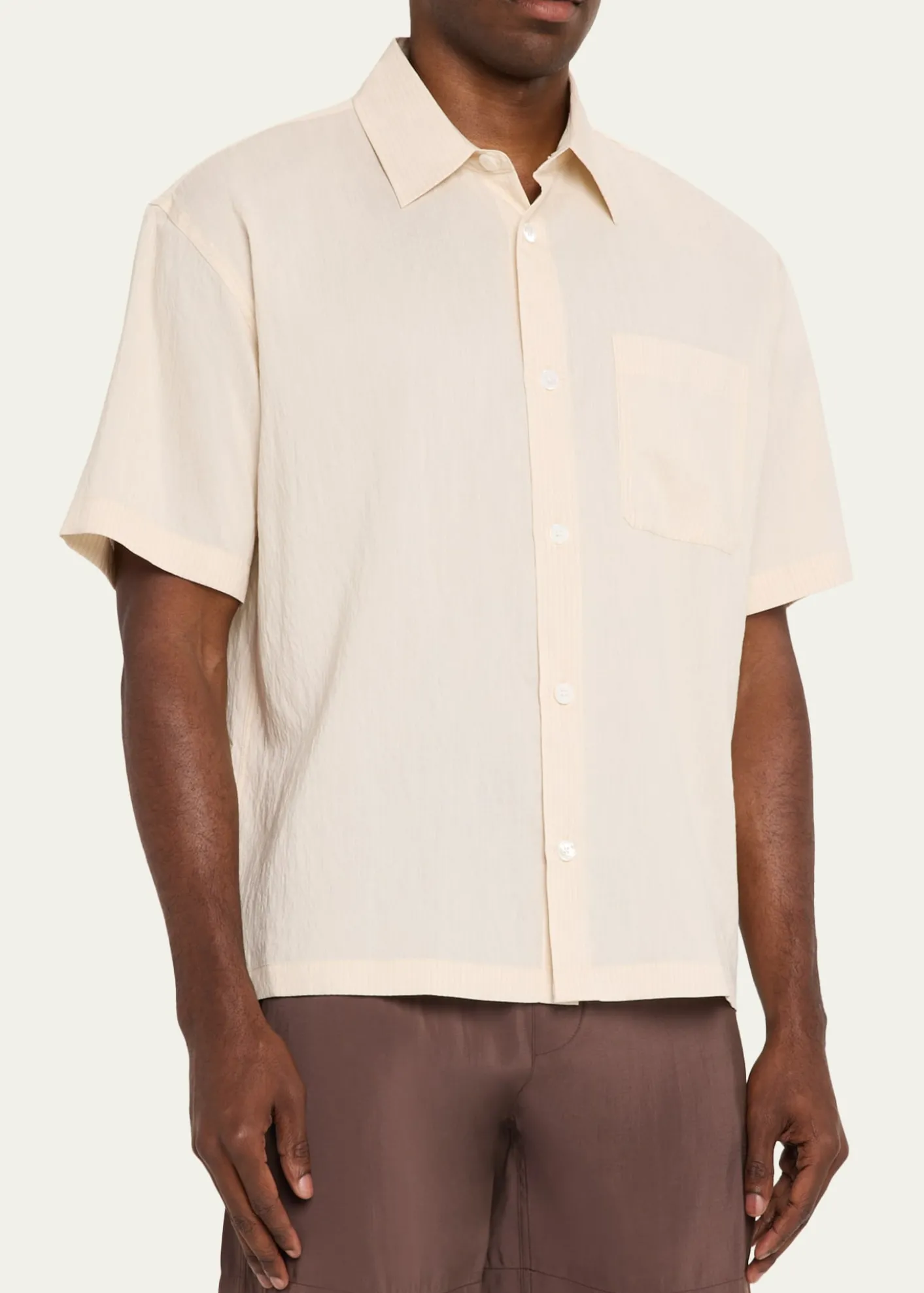 FRAMEMen's Viscose Blend Pocket Short-Sleeve Shirt
