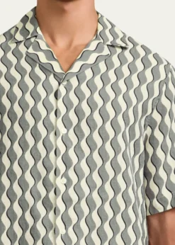Frescobol CariocaRoberto Geometric Linen Button-Down Shirt