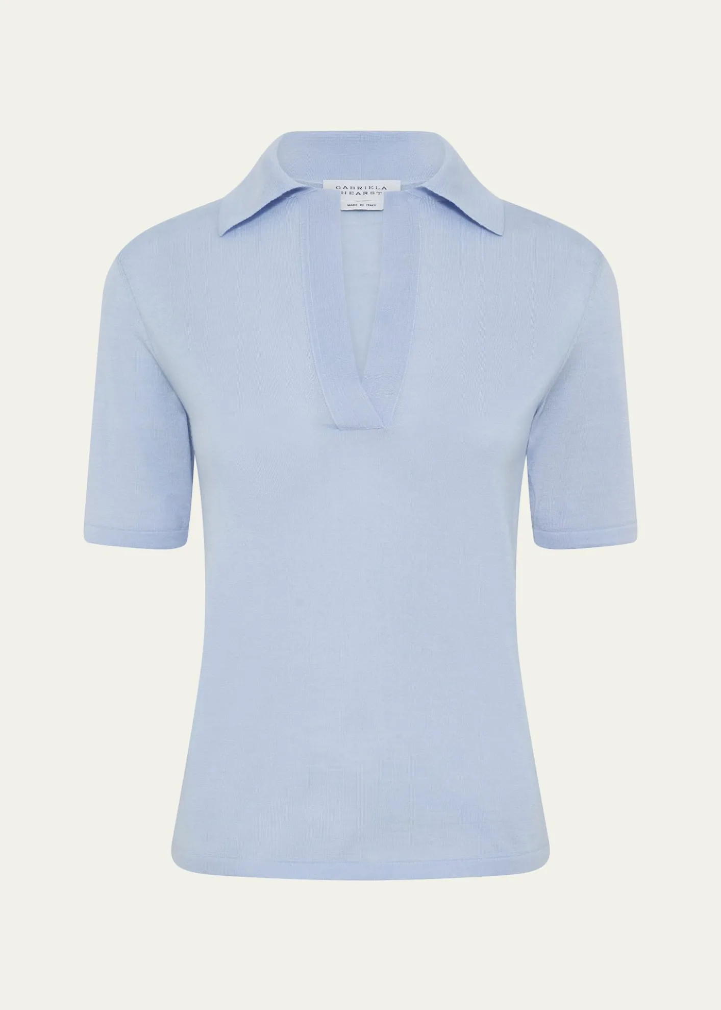 Gabriela HearstCaius Short-Sleeve Wool-Silk Polo Sweater