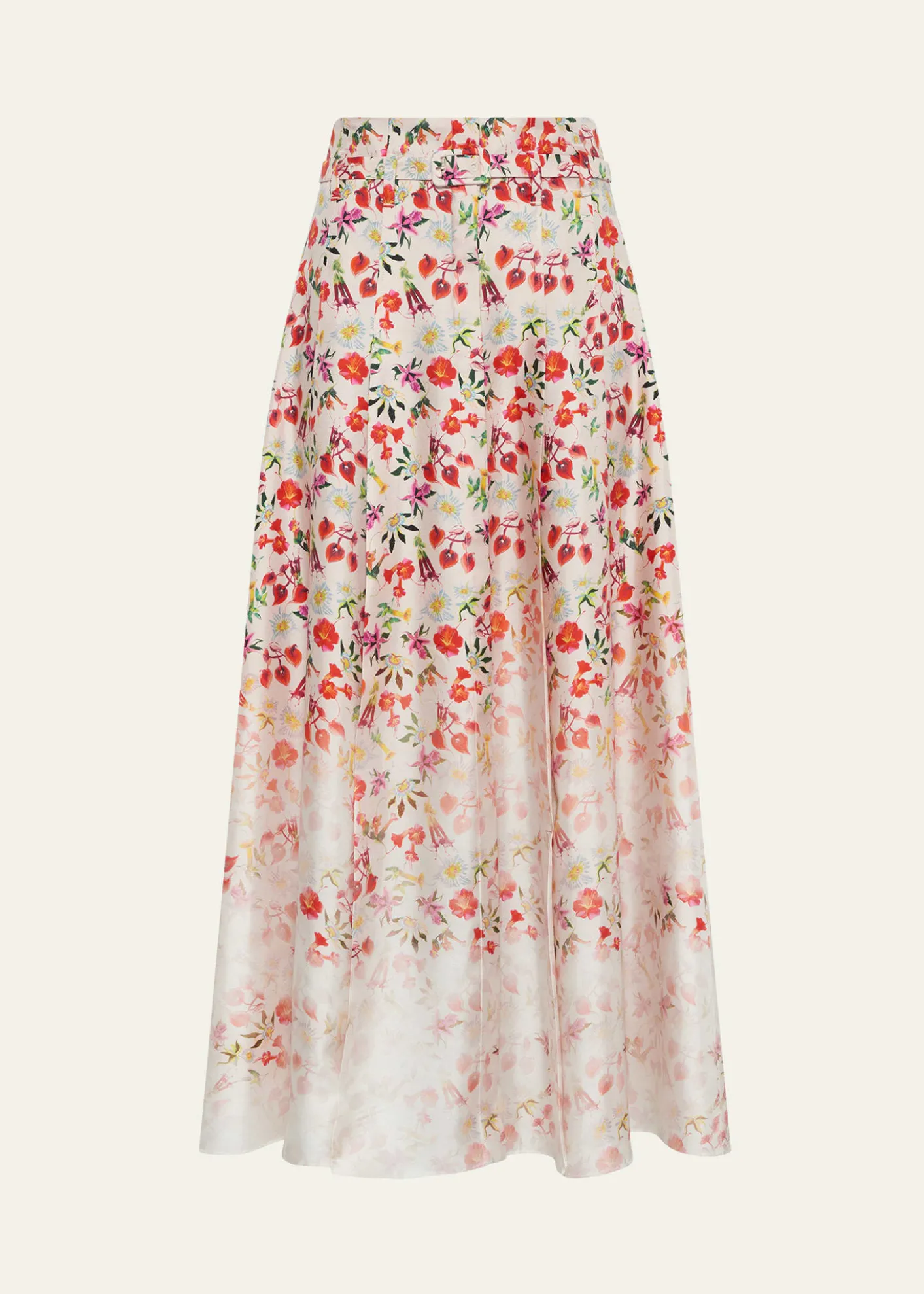 Gabriela HearstDugald Degrade Floral Silk Pleated Midi Skirt With Belt