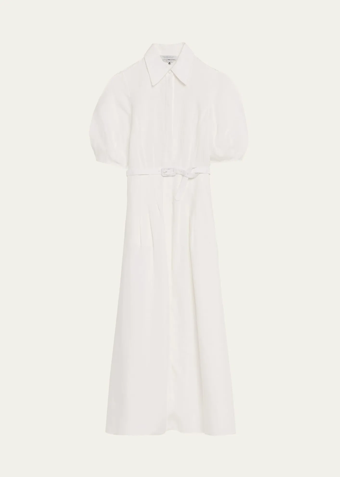 Gabriela HearstMaude Linen Puff-Sleeve Belted Midi Shirtdress