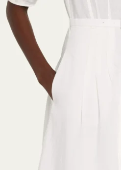 Gabriela HearstMaude Linen Puff-Sleeve Belted Midi Shirtdress