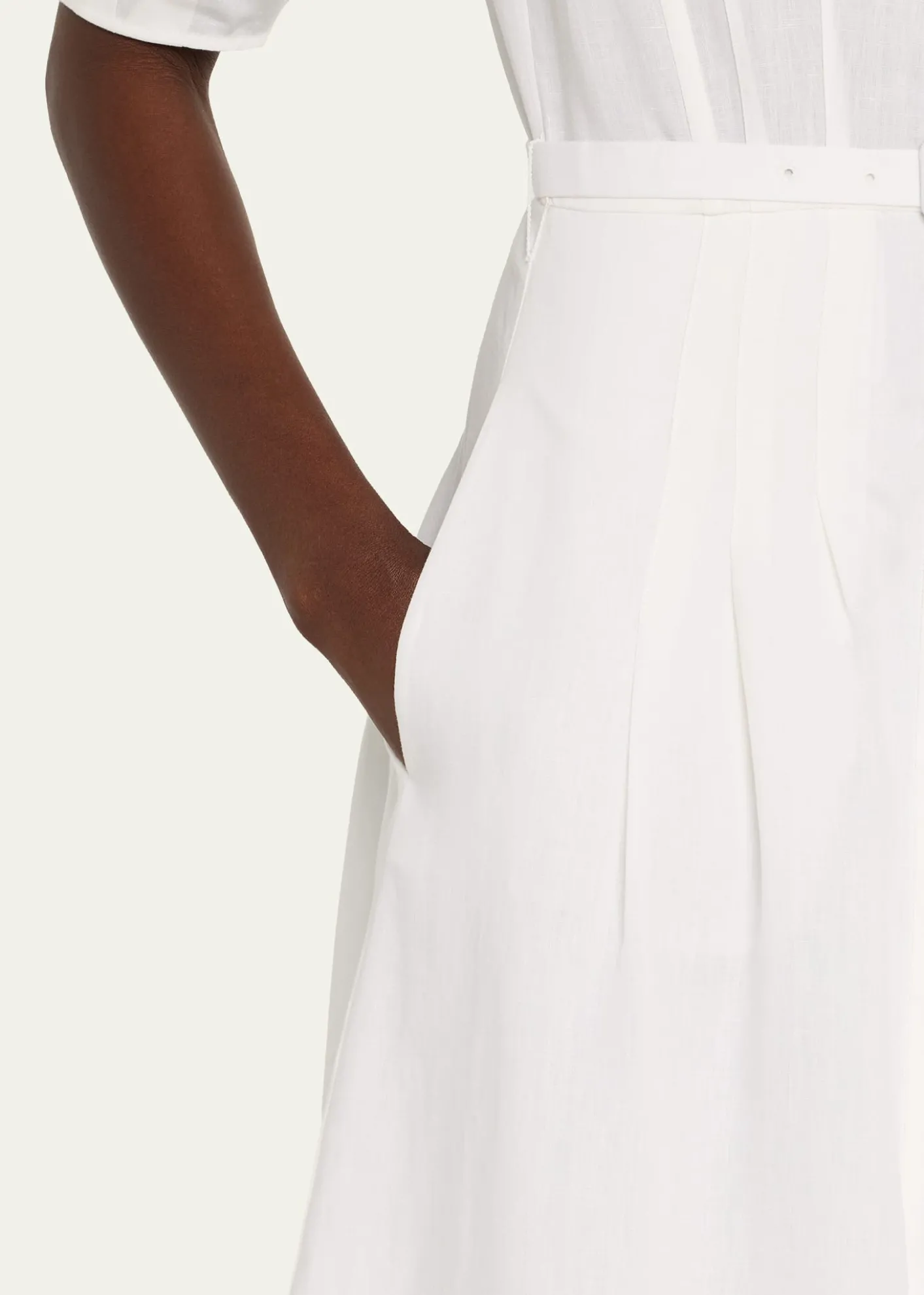 Gabriela HearstMaude Linen Puff-Sleeve Belted Midi Shirtdress