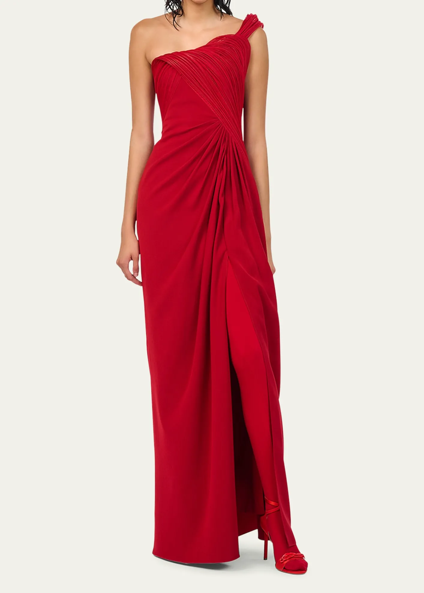 Gaurav GuptaErytheia Sculpted One-Shoulder Column Gown
