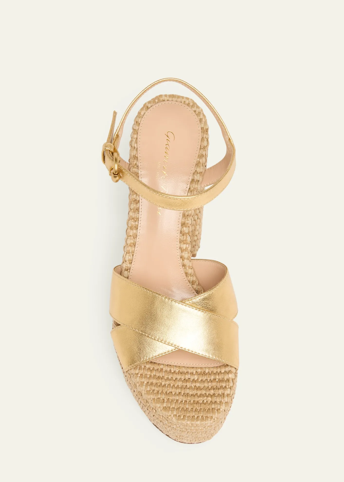 Gianvito RossiMetallic Raffia Crisscross Platform Sandals