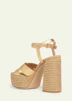 Gianvito RossiMetallic Raffia Crisscross Platform Sandals