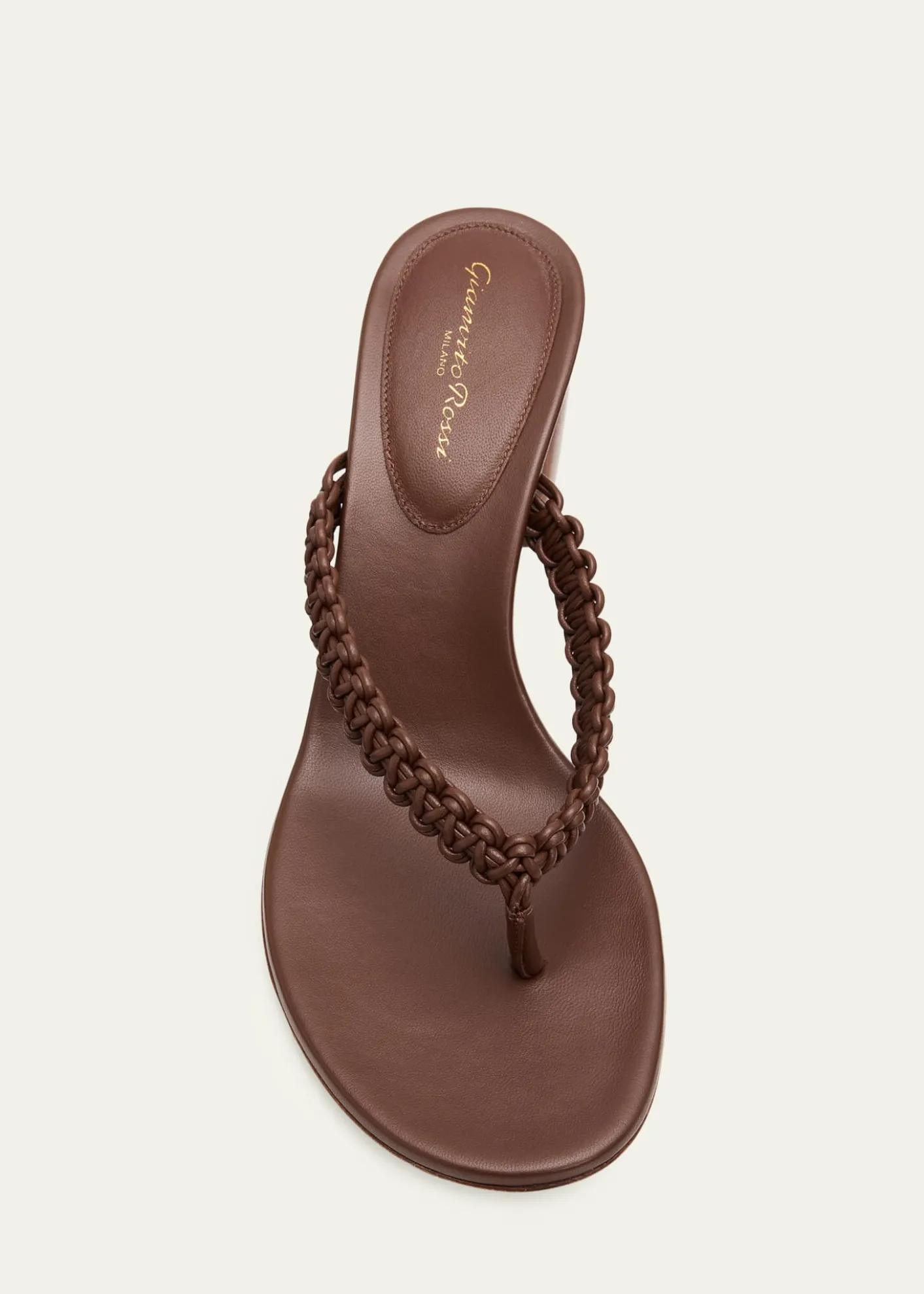 Gianvito Rossi70mm Braided Nappa Leather Thong Sandals