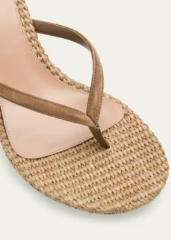 Gianvito Rossi70mm Calypso Suede and Raffia Heeled Thong Sandals
