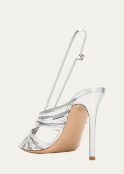 Gianvito Rossi105mm Metallic Leather Slingback Sandals