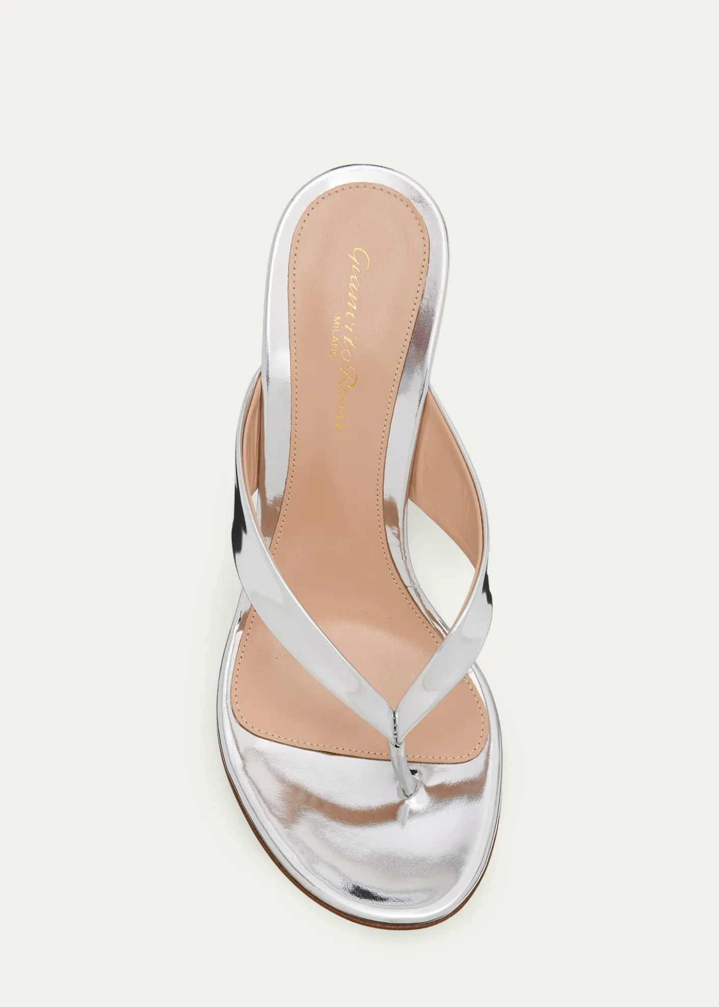 Gianvito Rossi70mm Metallic Leather Thong Sandals