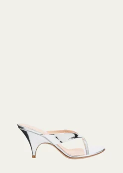 Gianvito Rossi70mm Metallic Leather Thong Sandals
