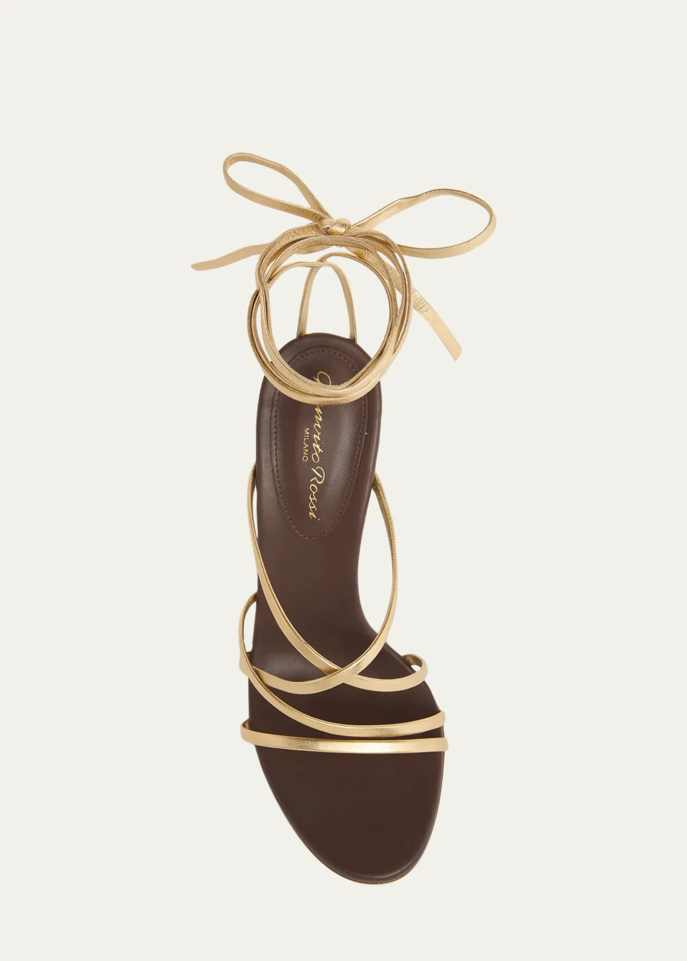 Gianvito Rossi105mm Metallic Leather Ankle-Tie Sandals